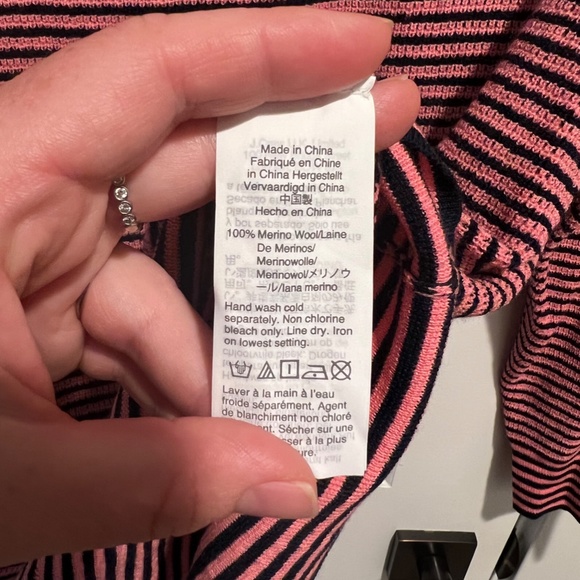 J. Crew Sweater - Marino Wool, Pink and Blue Stripes with Shoulder Buttons - Picture 6 of 6